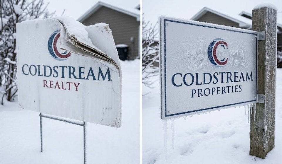Coroplast vs. Aluminum Which Real Estate Sign is Better for Niagara Winters